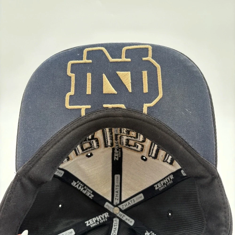 Zephyr Hat Men OS Black Notre Dame Fighting Irish Snapback Flat Bill Embroidered